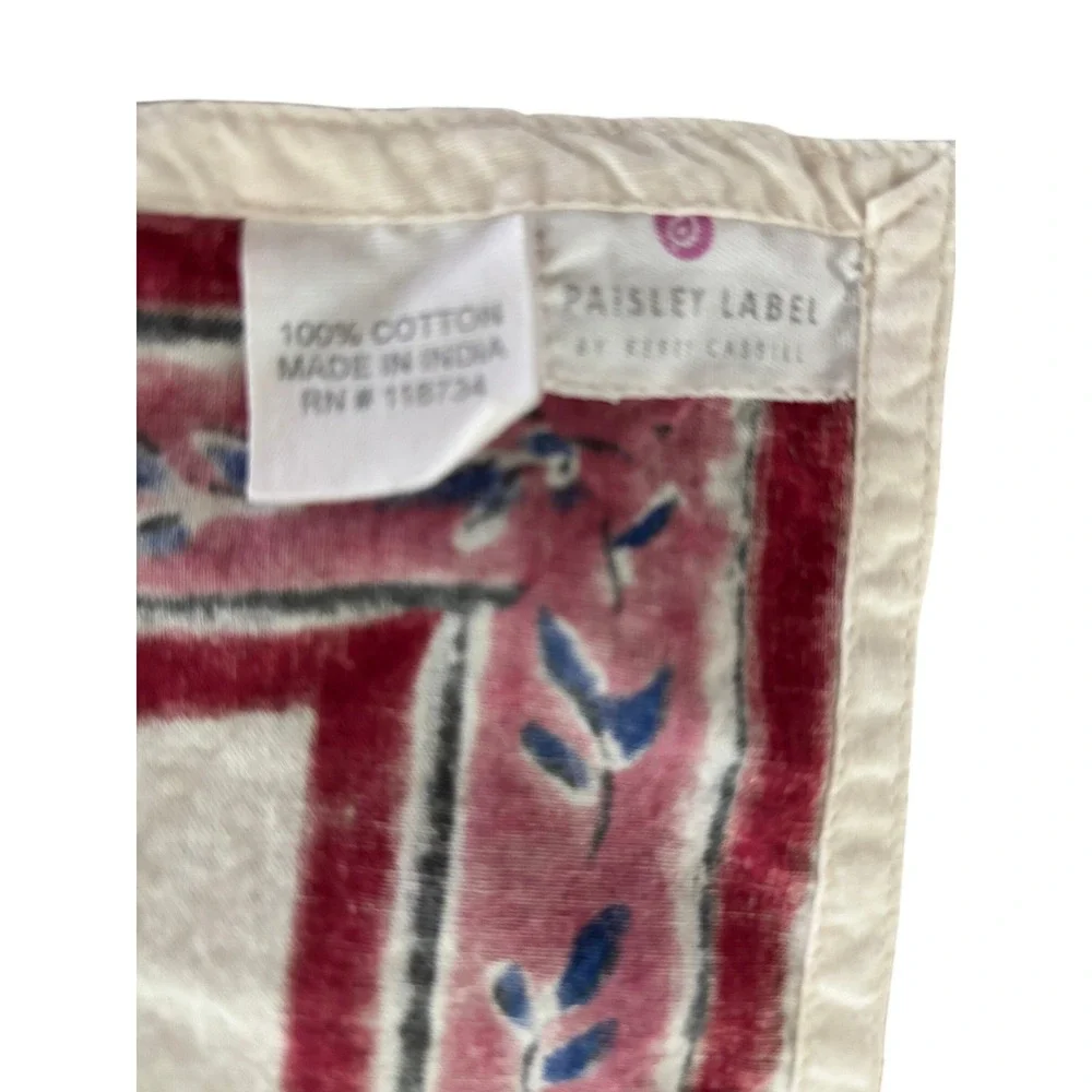 Paisley Label by Kerri Cassill Tea Towels Set/2 White Floral Hand Block Print